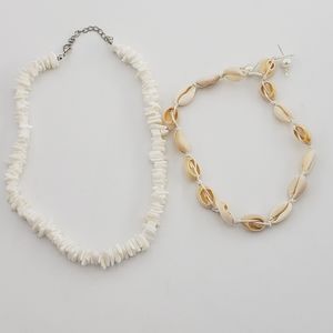 Puka Shell Necklace Cowrie Choker Seashell Set